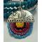 Western cactus metal bracelet with colored beads.